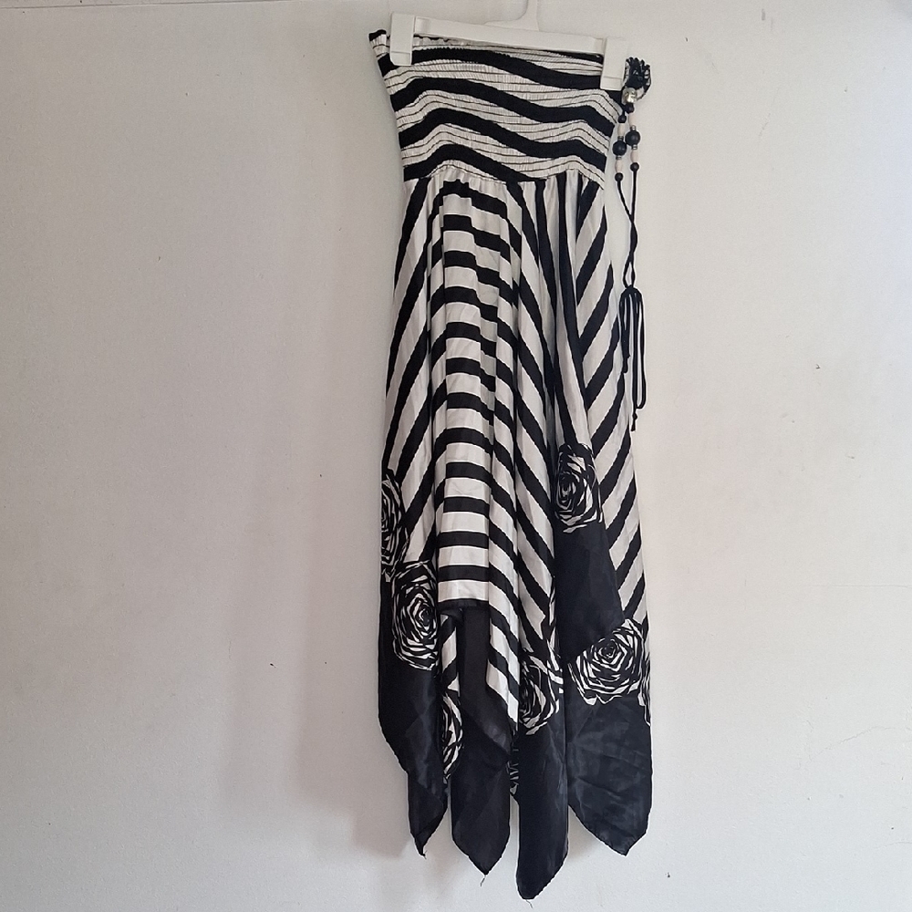 Black and White Striped Women's Skirt